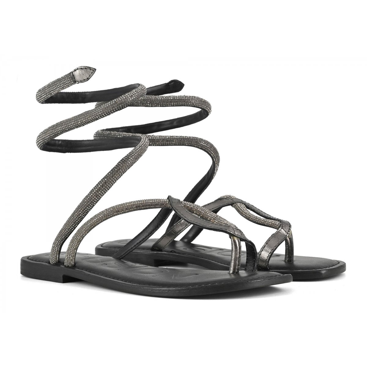 Sandalo infradito wrap up con strass