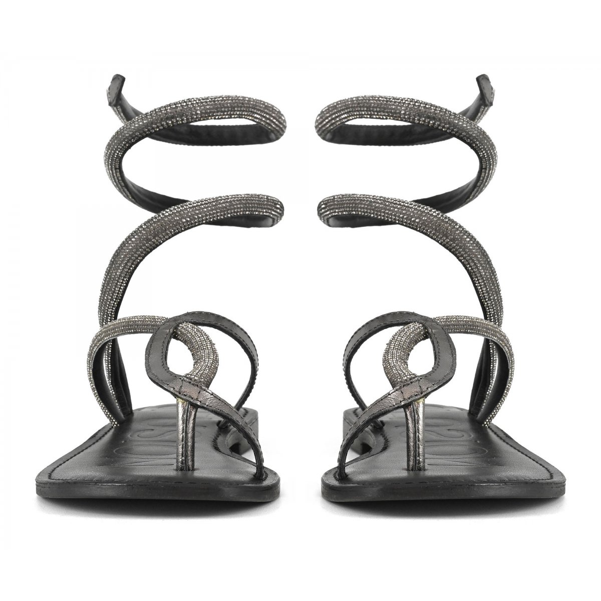 Sandalo infradito wrap up con strass