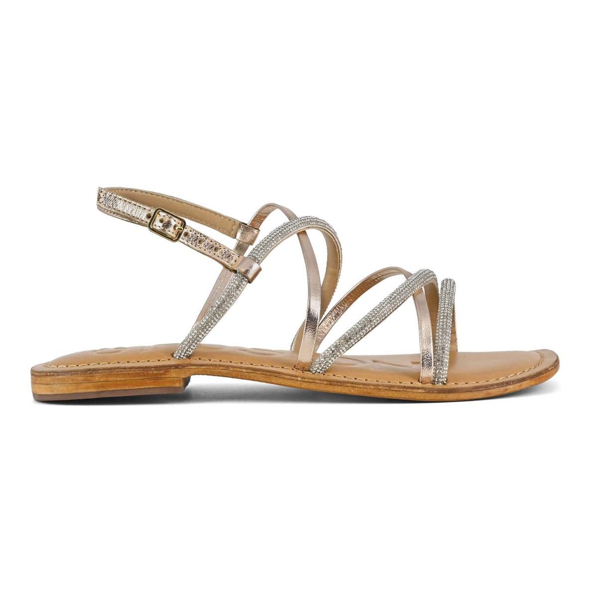 Sandalo mix pelle e hotfix