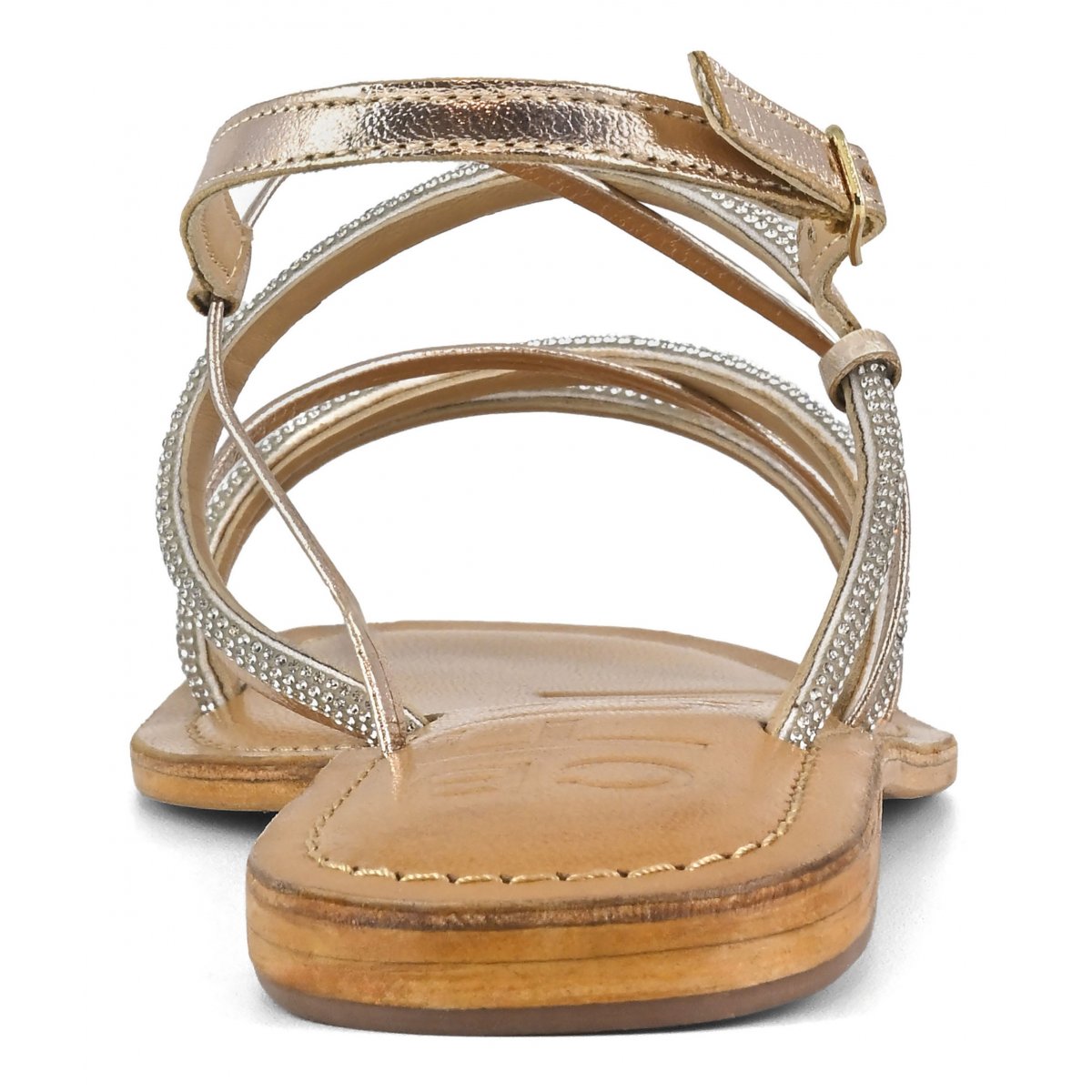 Sandalo mix pelle e hotfix