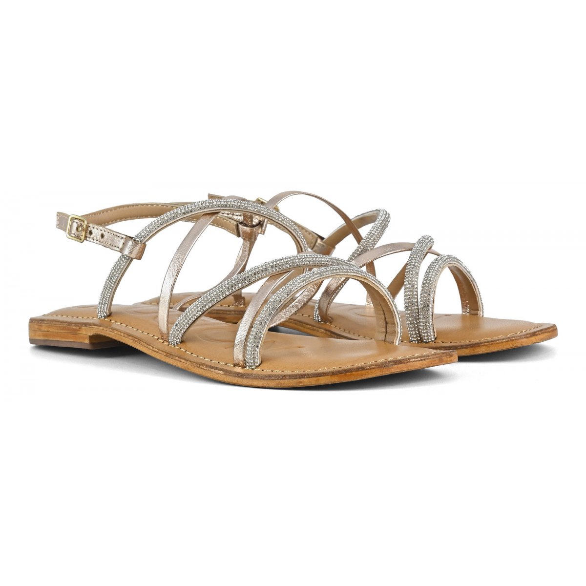 Sandalo mix pelle e hotfix