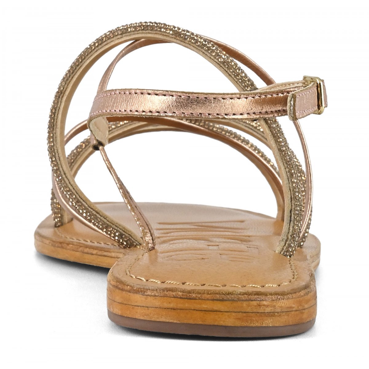 Sandalo mix pelle e hotfix