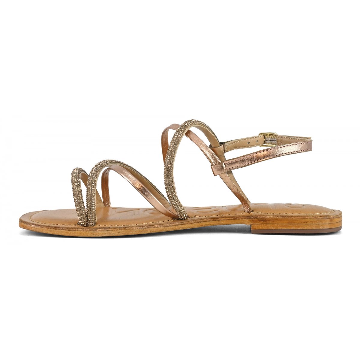 Sandalo mix pelle e hotfix