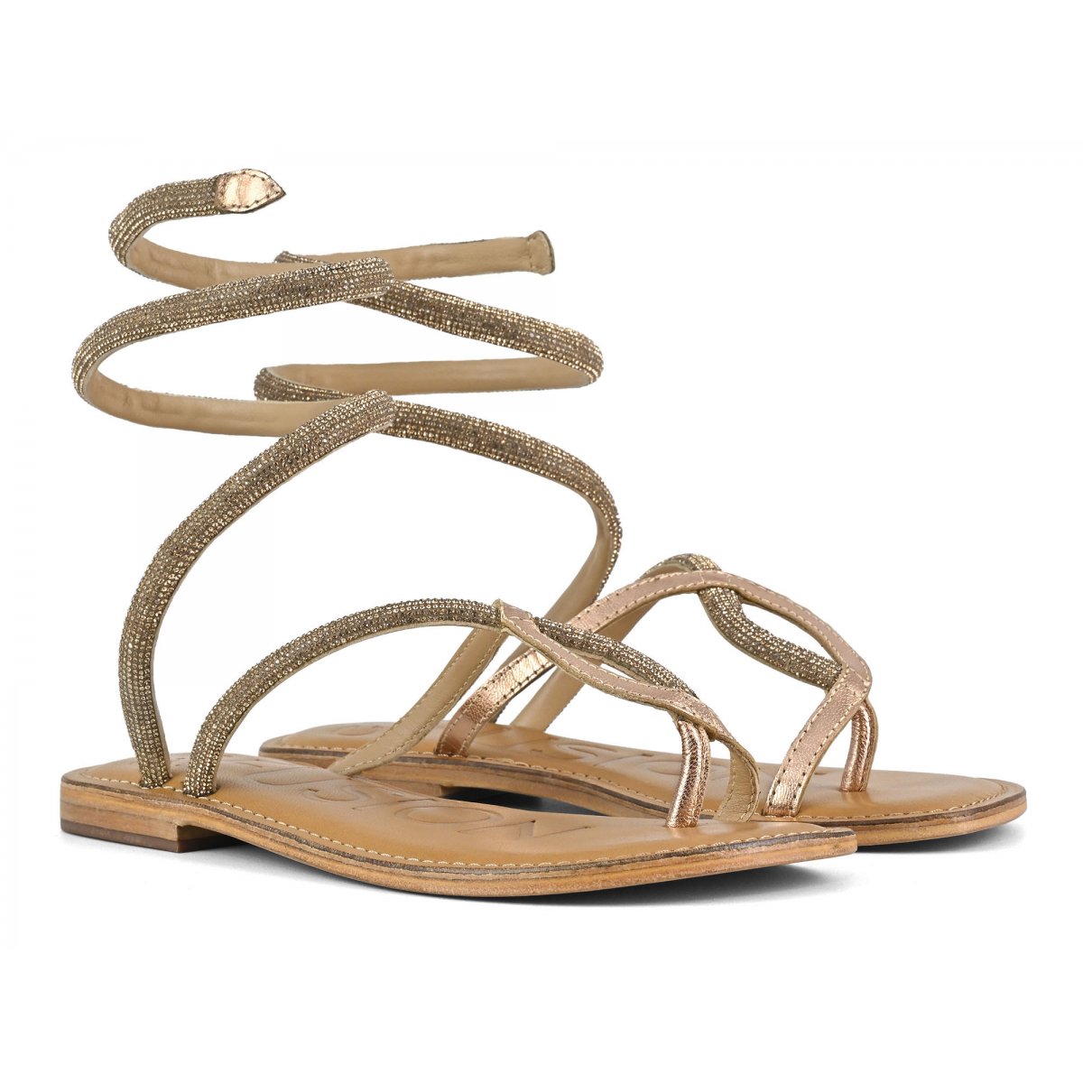 Sandalo infradito wrap up con strass