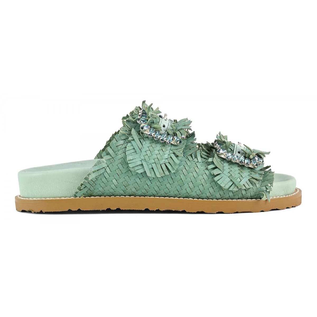 Sandalo gioiello in pelle intrecciata