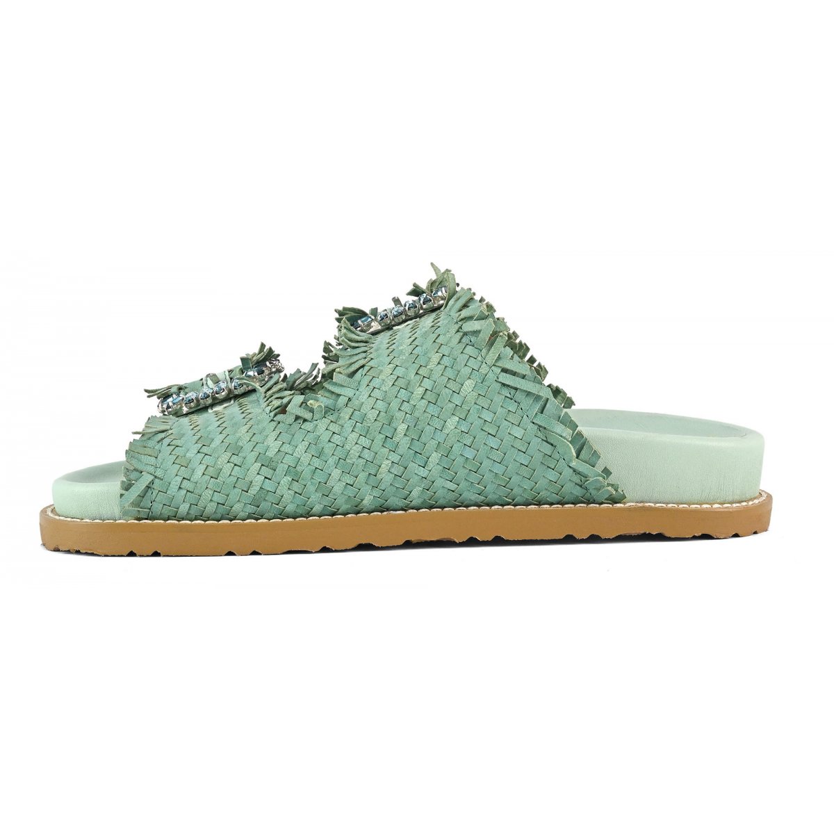 Sandalo gioiello in pelle intrecciata