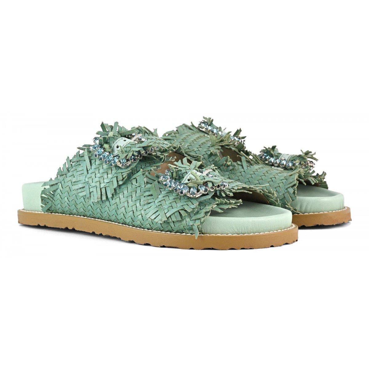 Sandalo gioiello in pelle intrecciata