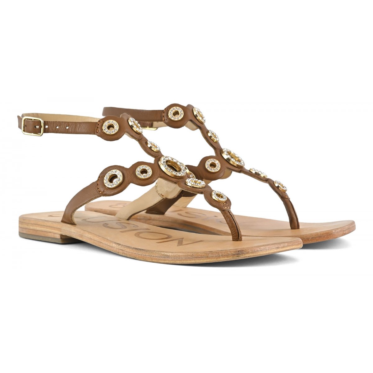 Sandalo infradito con occhielli gioiello