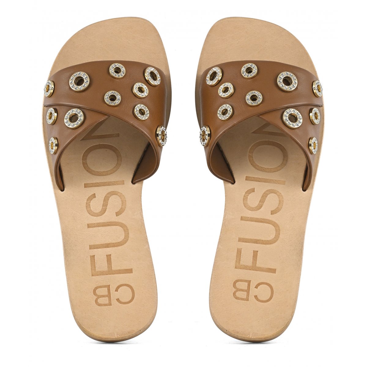 Sandalo in pelle laminata con occhielli gioiello