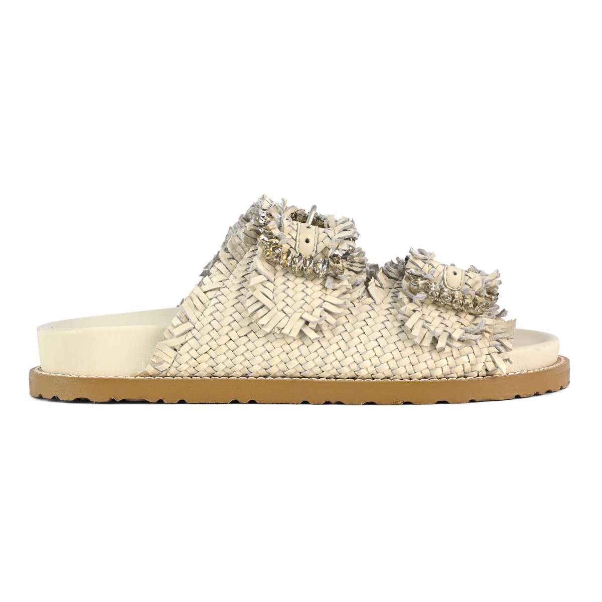 Sandalo gioiello in pelle intrecciata
