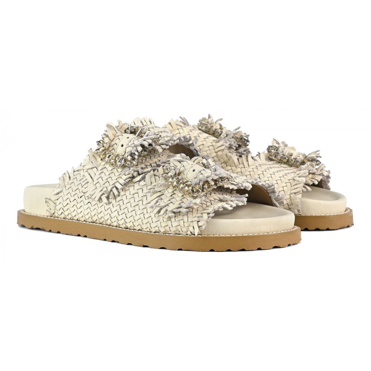 Sandalo gioiello in pelle intrecciata
