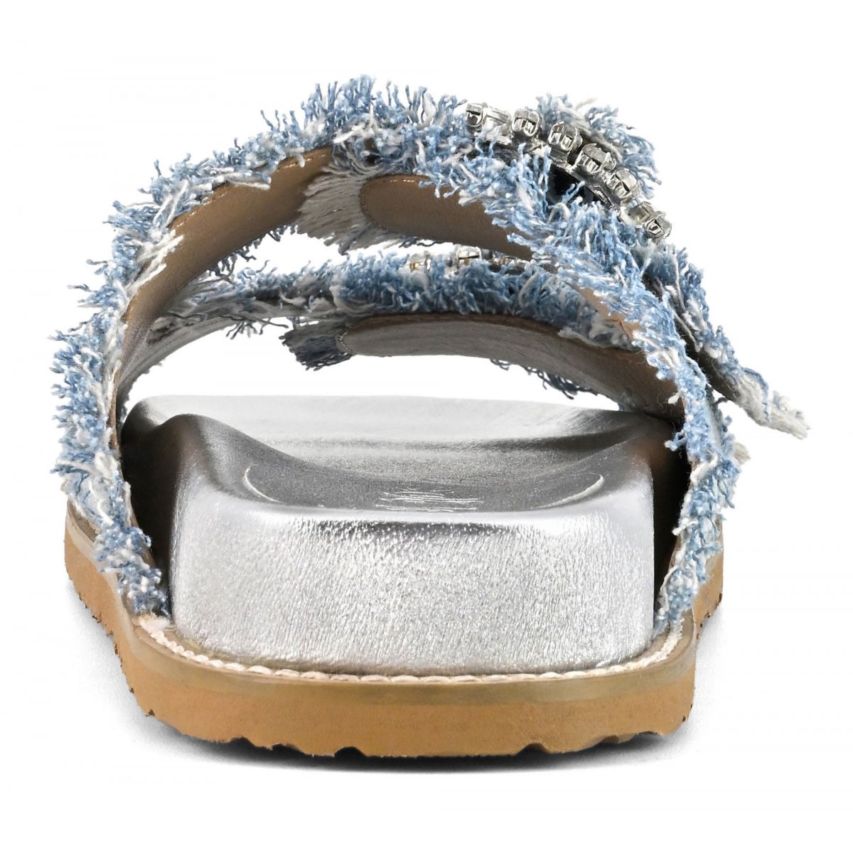 Sandalo gioiello in denim metallizzato