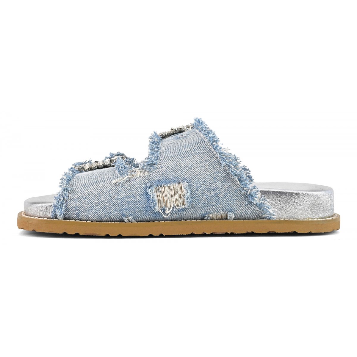 Sandalo gioiello in denim metallizzato