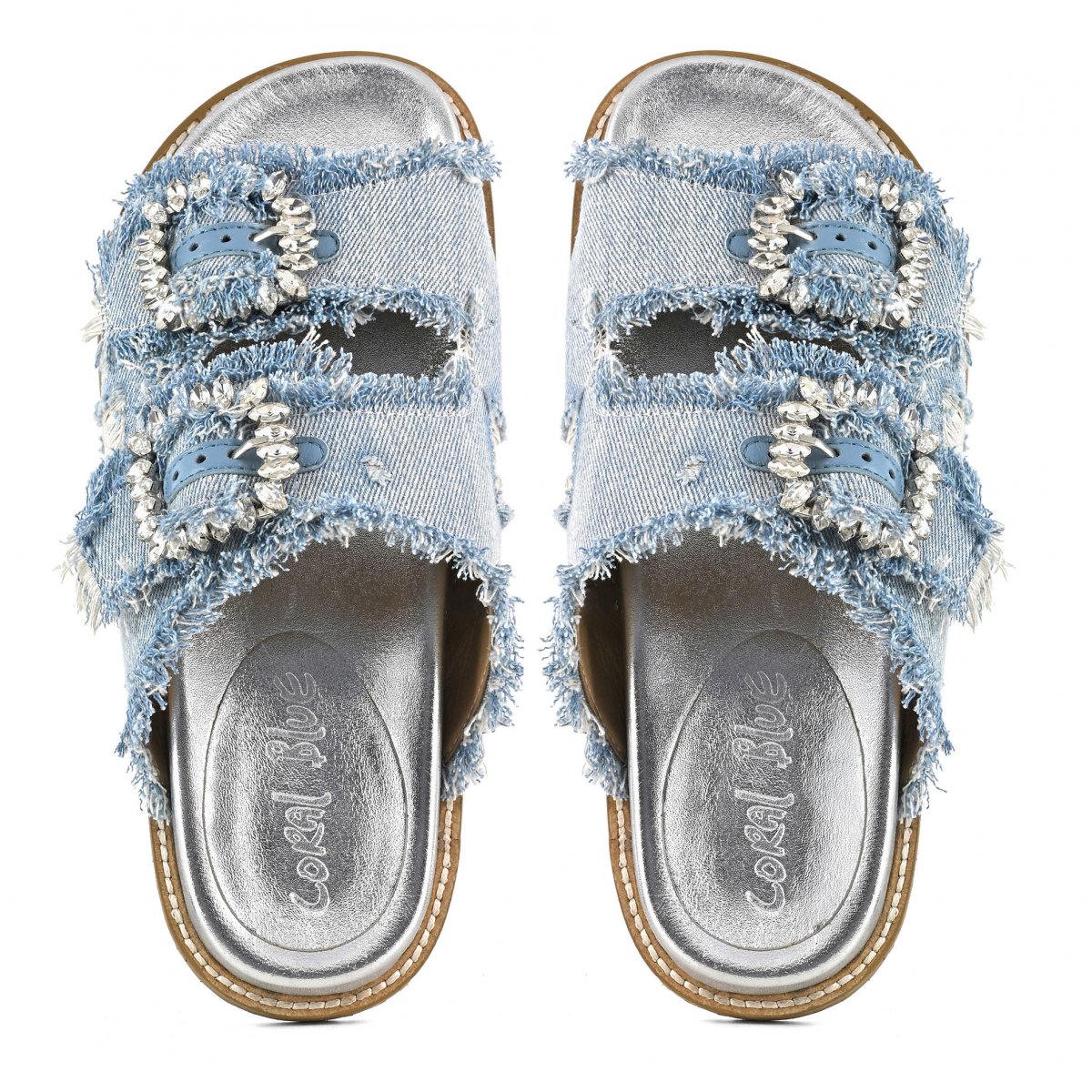 Sandalo gioiello in denim metallizzato