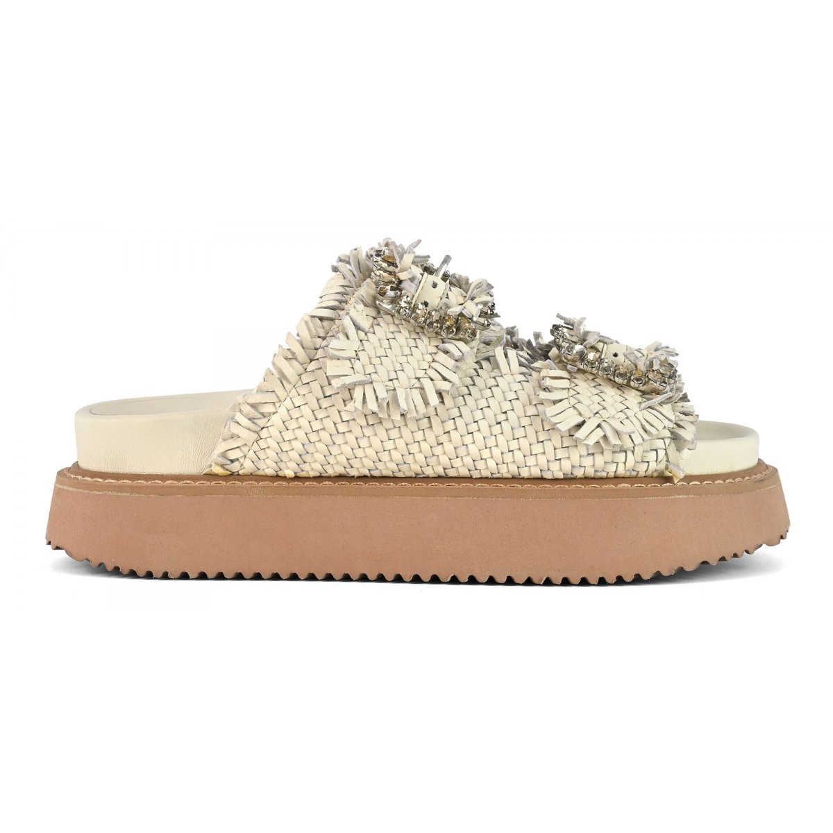 Sandalo platform in pelle intrecciata