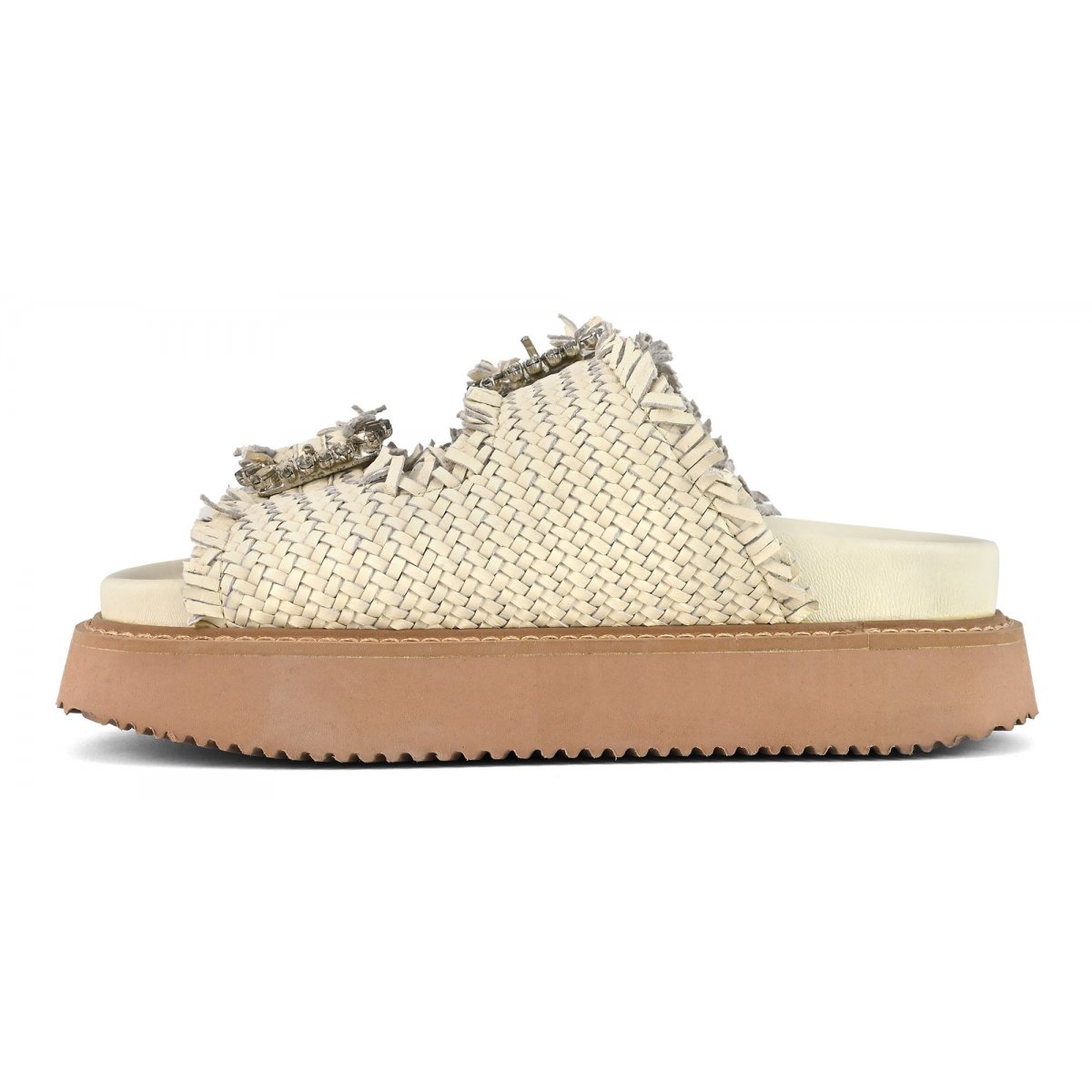 Sandalo platform in pelle intrecciata