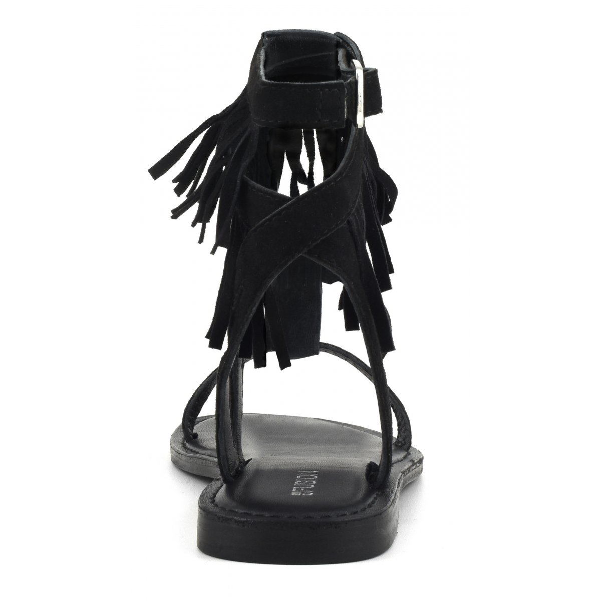 Sandalo con frange in camoscio