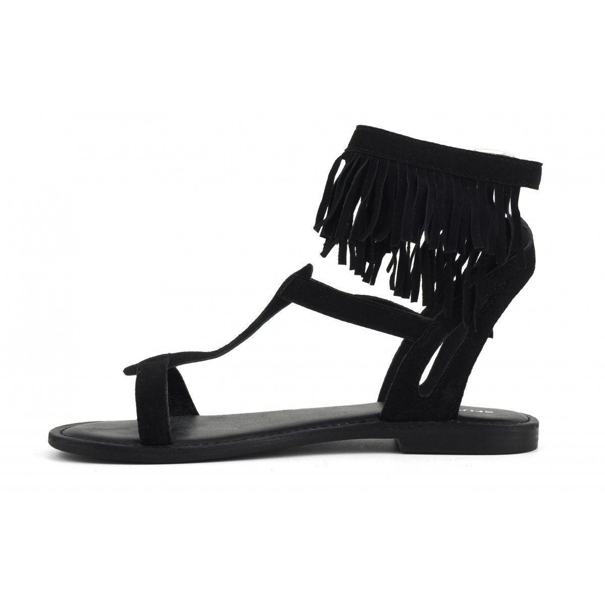 Sandalo con frange in camoscio