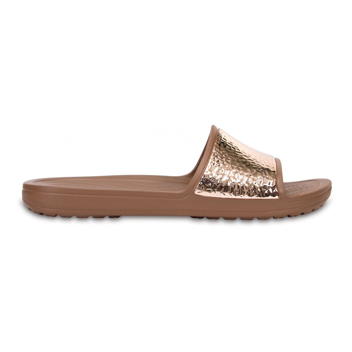 crocs sloane hammered metallic slide