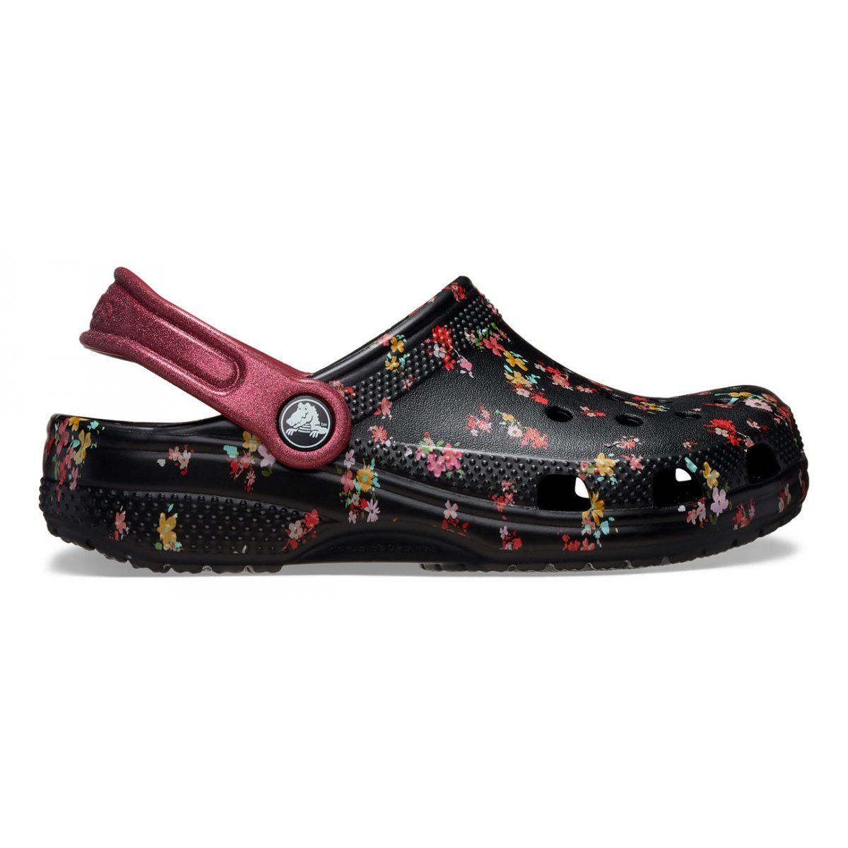 Classic ditsy floral clog kid - Black/Multi (33-34)