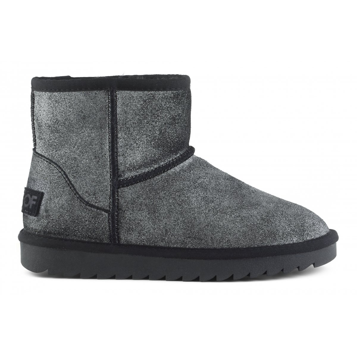 Winter boot in glittered suede with wool blend lining