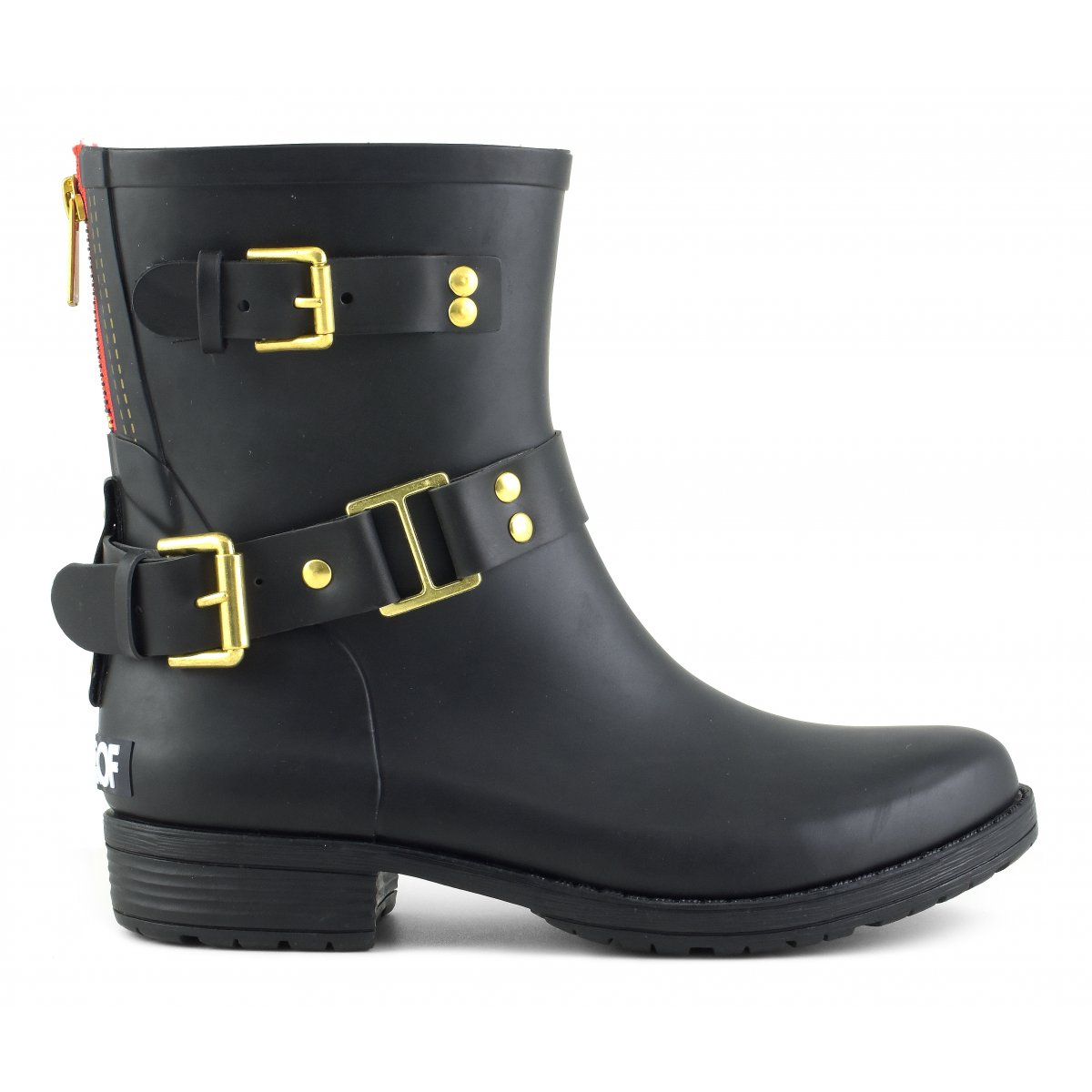 rain boots with buckles