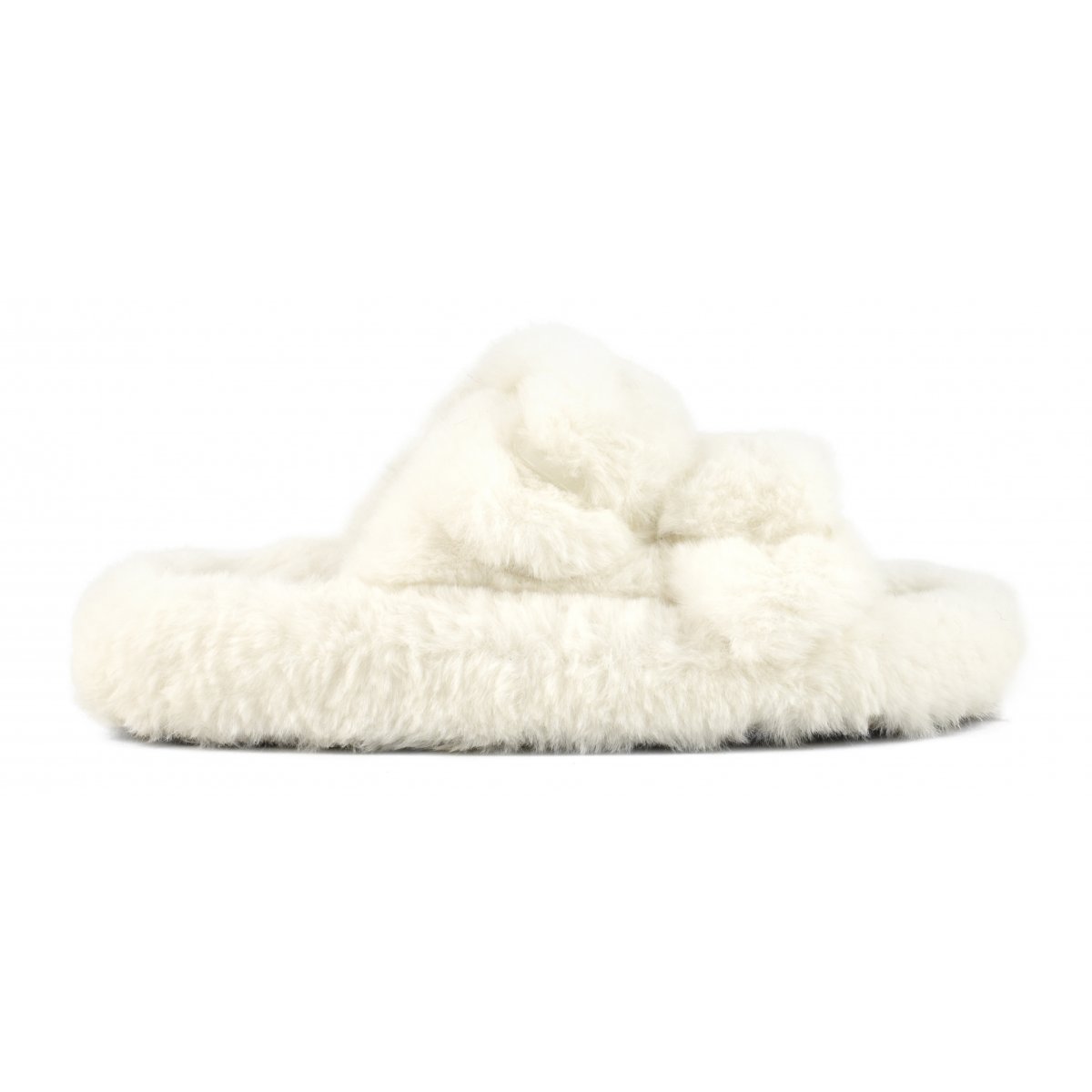 Furry two bands slipper with buckles - Slippers Colors of California Women