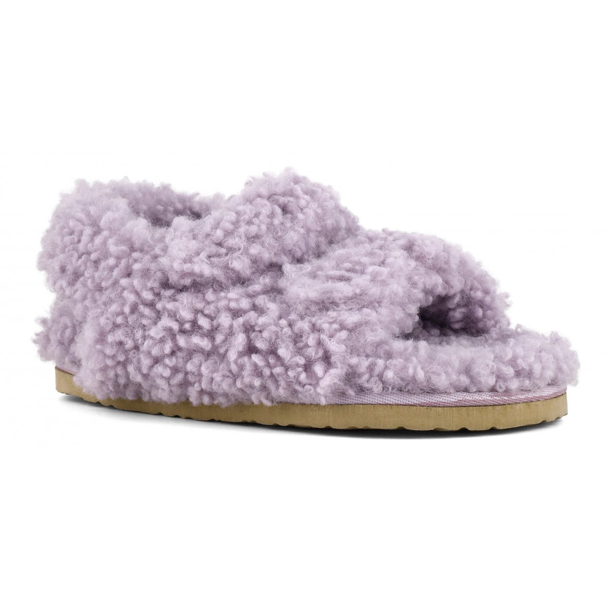 Slipper en fourrure avec fermeture scratch et derrière le talon