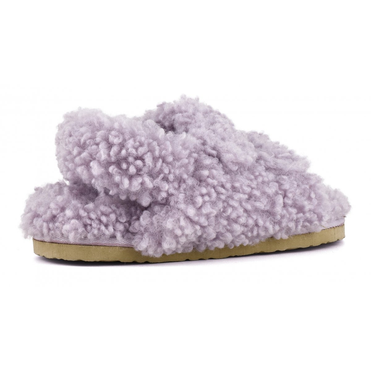 Slipper en fourrure avec fermeture scratch et derrière le talon