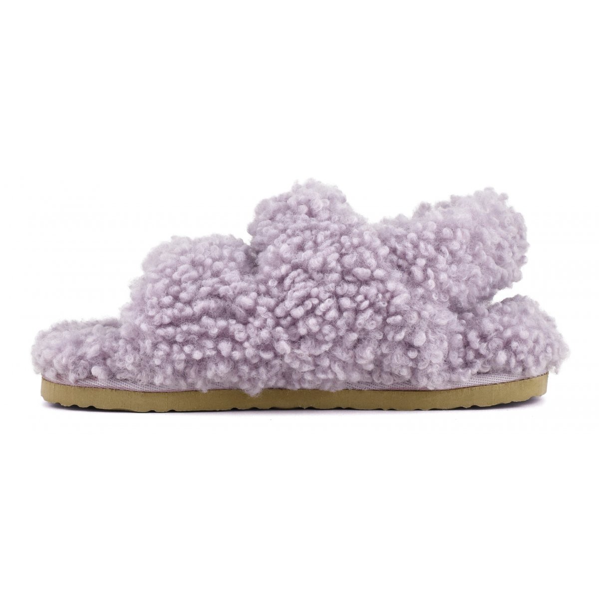 Slipper en fourrure avec fermeture scratch et derrière le talon