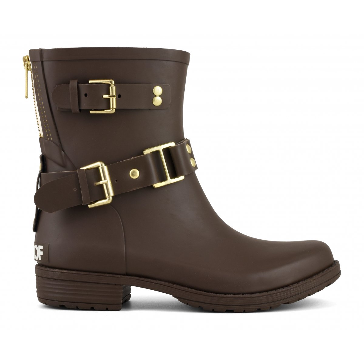 Ankle rain boot with colored zip