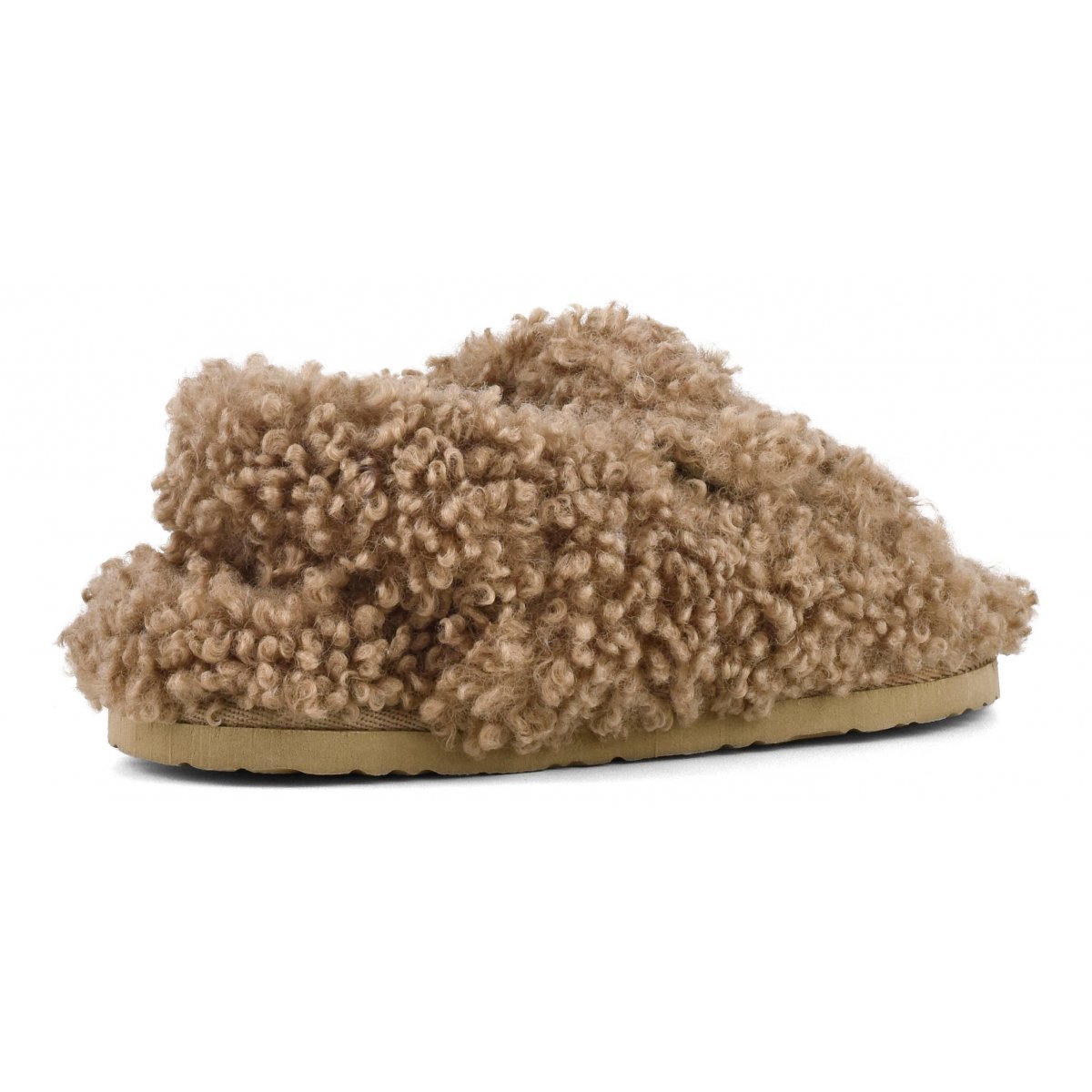 Slipper en fourrure avec fermeture scratch et derrière le talon