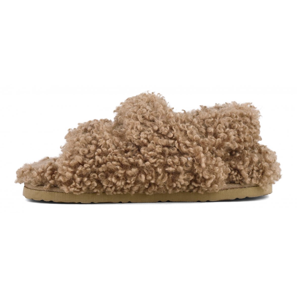 Slipper en fourrure avec fermeture scratch et derrière le talon