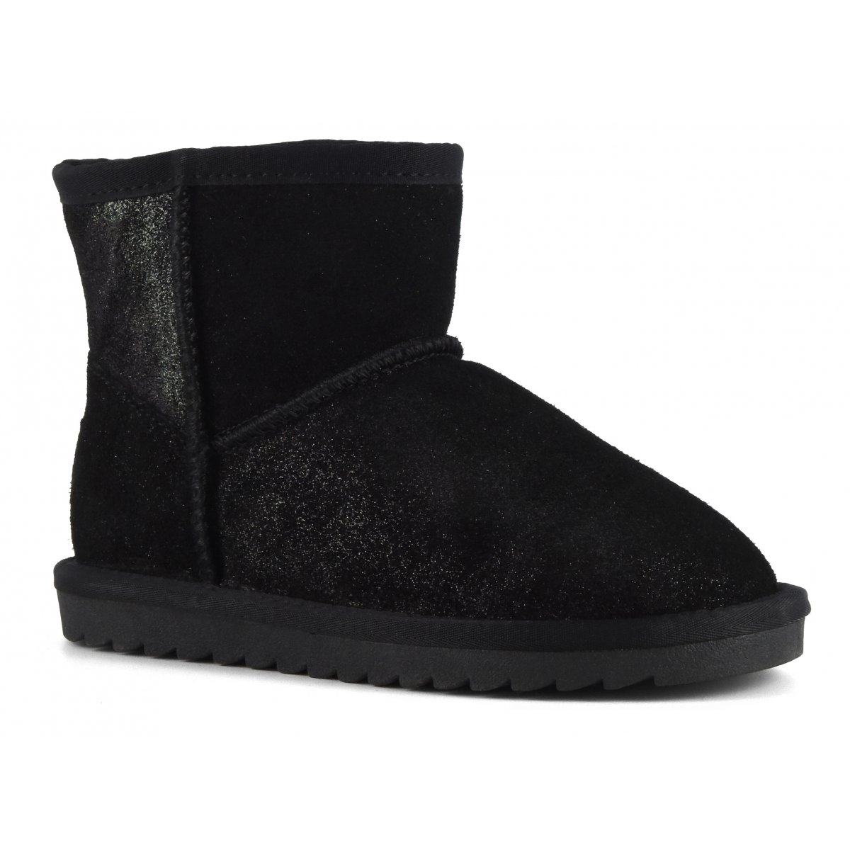 Bottines de neige en cuir suédé pailleté