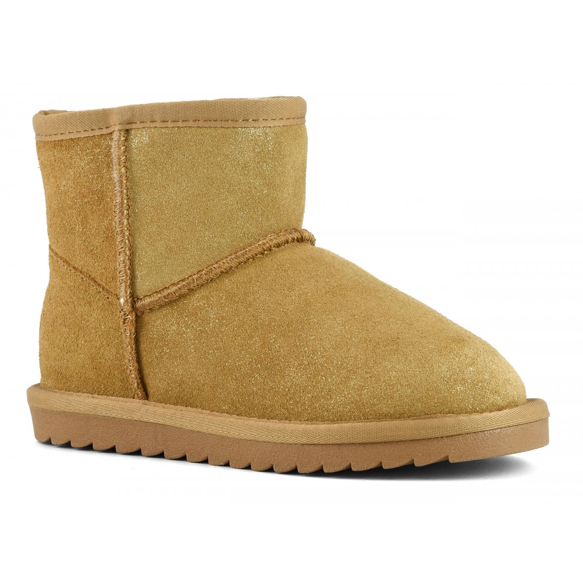 Bottines de neige en cuir suédé pailleté