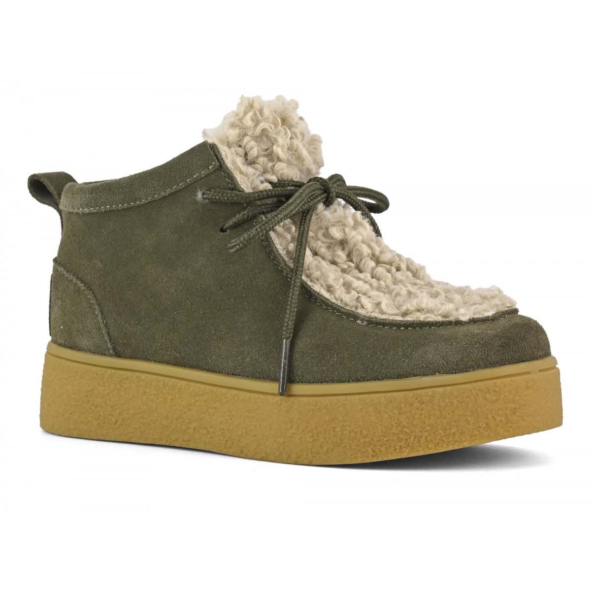 Chaussures en daim et fourrure teddy