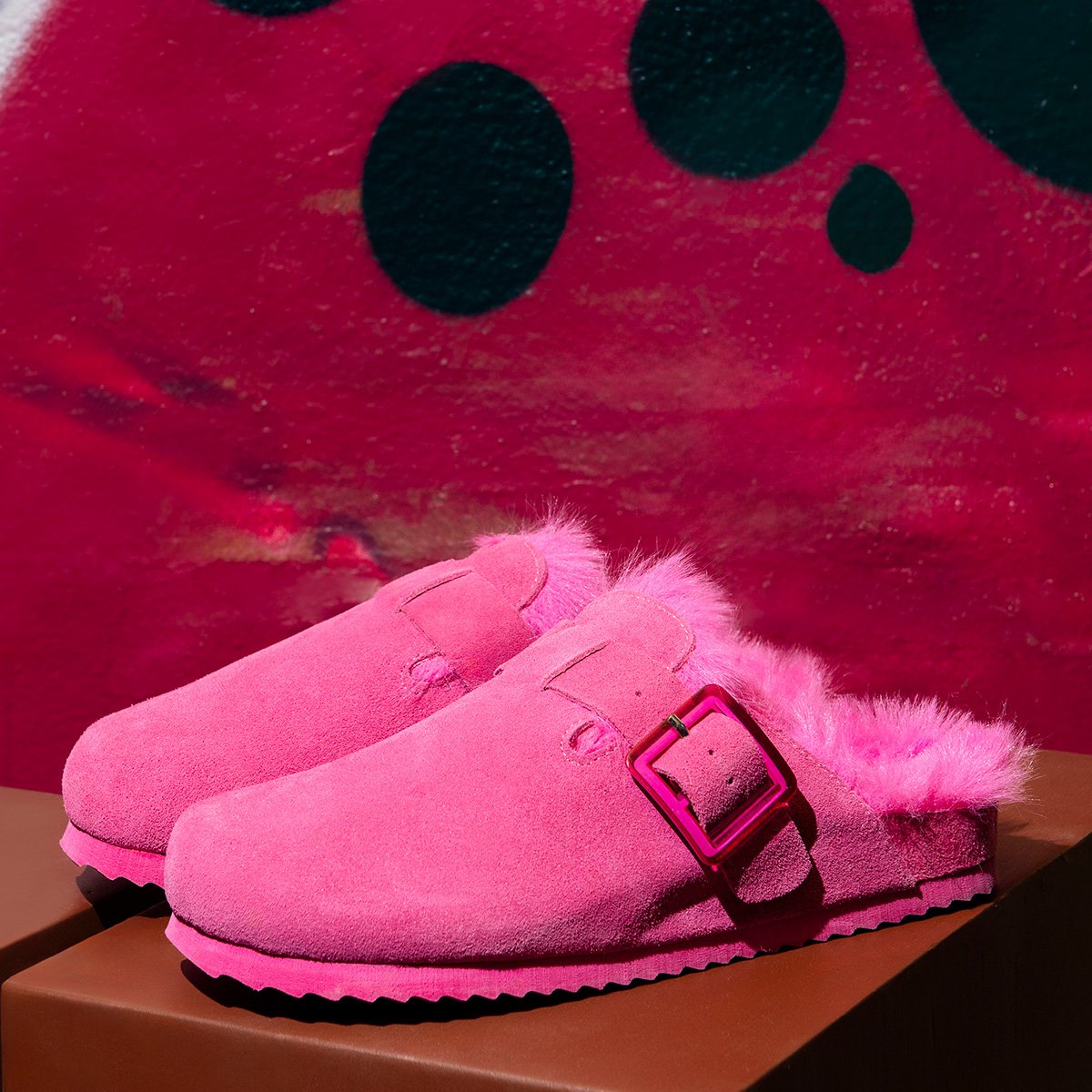 Sabots en cuir avec doublure en fourrure