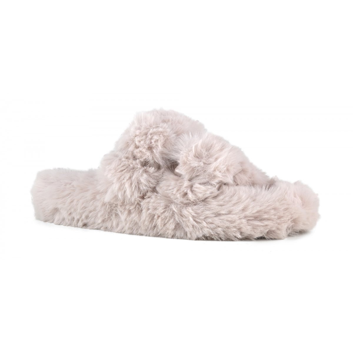 Chaussons ouverts façon mule en fourrure