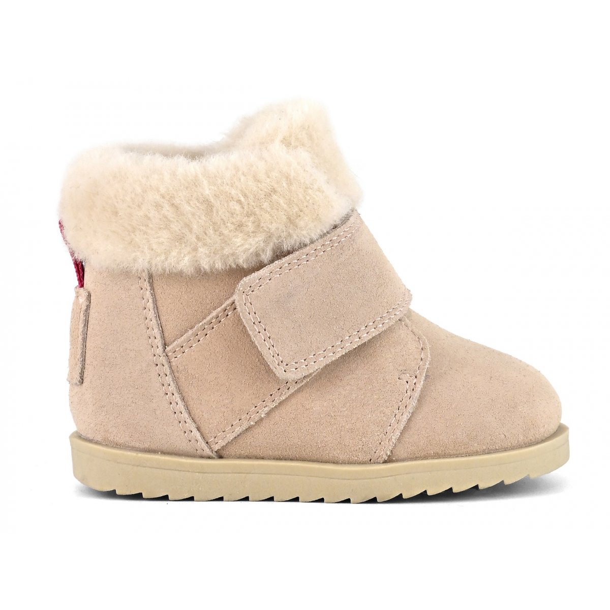 Bottines en daim avec revers en fourrure