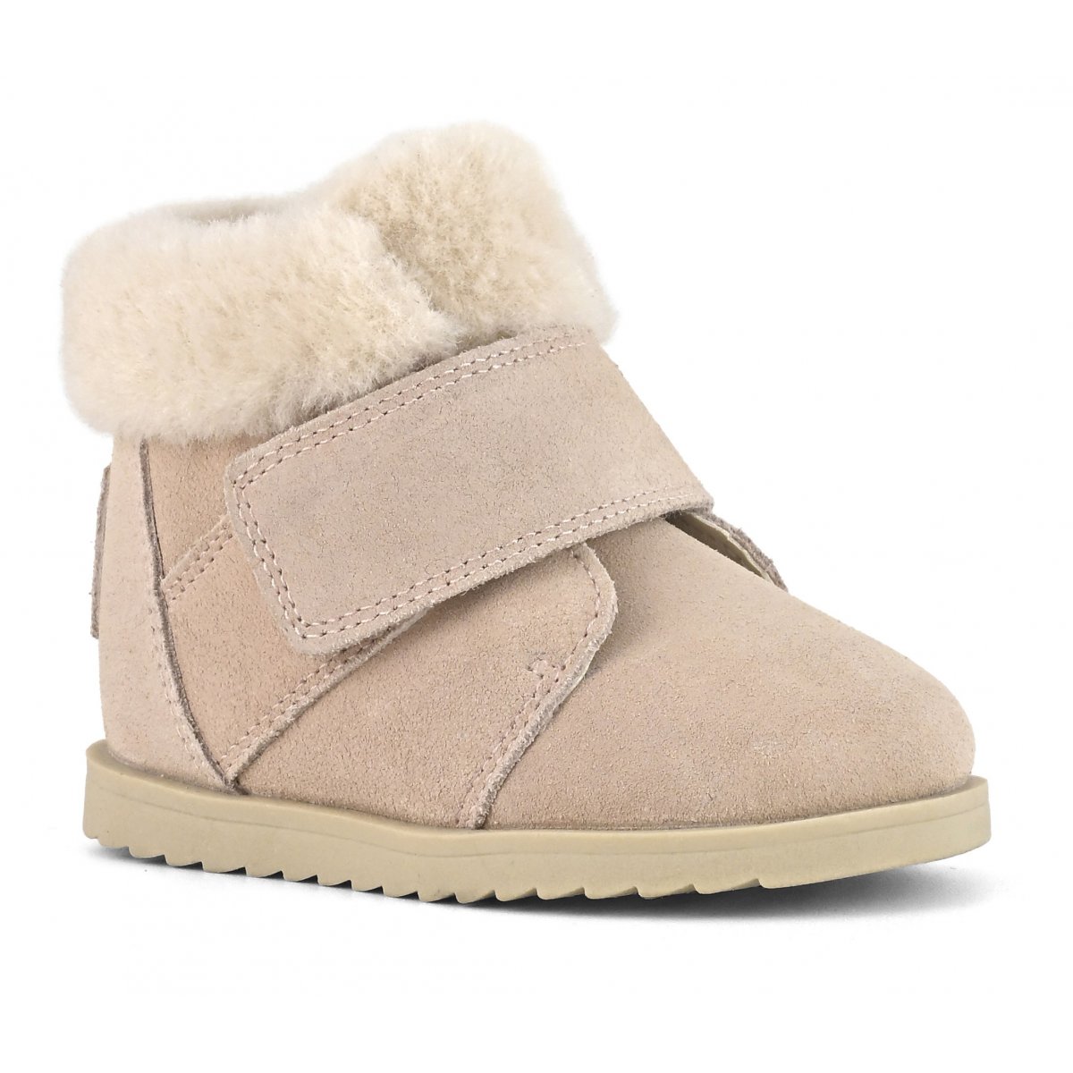 Bottines en daim avec revers en fourrure