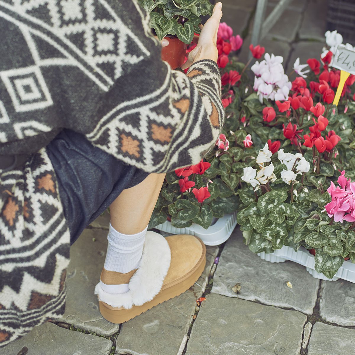 Chaussons à plateau en fourrure