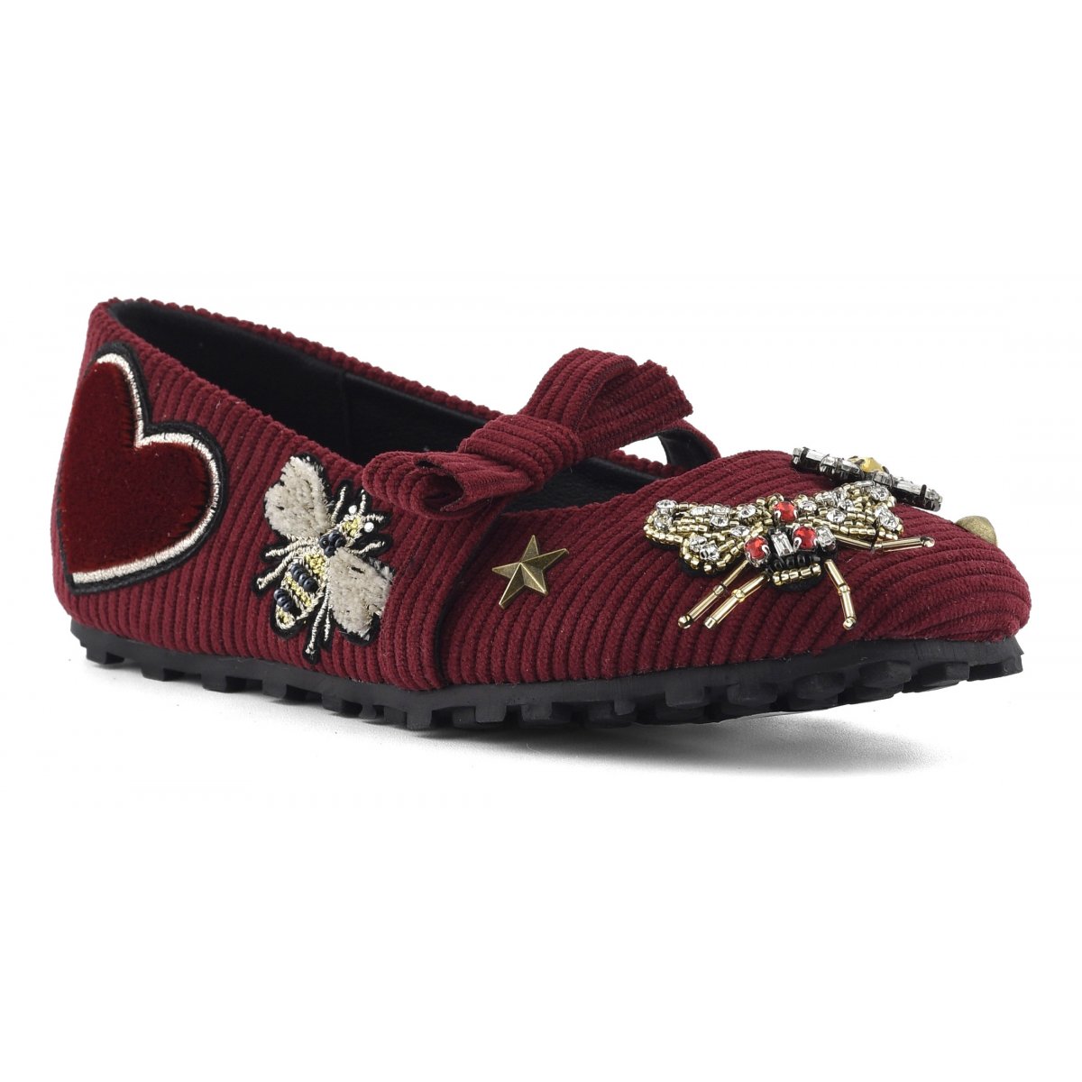 Velvet & patches ballet shoe