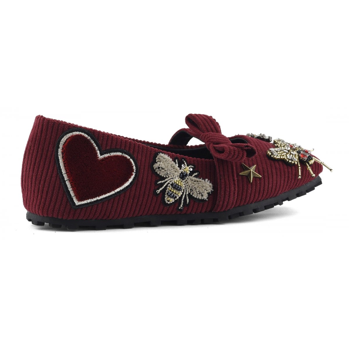 Velvet & patches ballet shoe