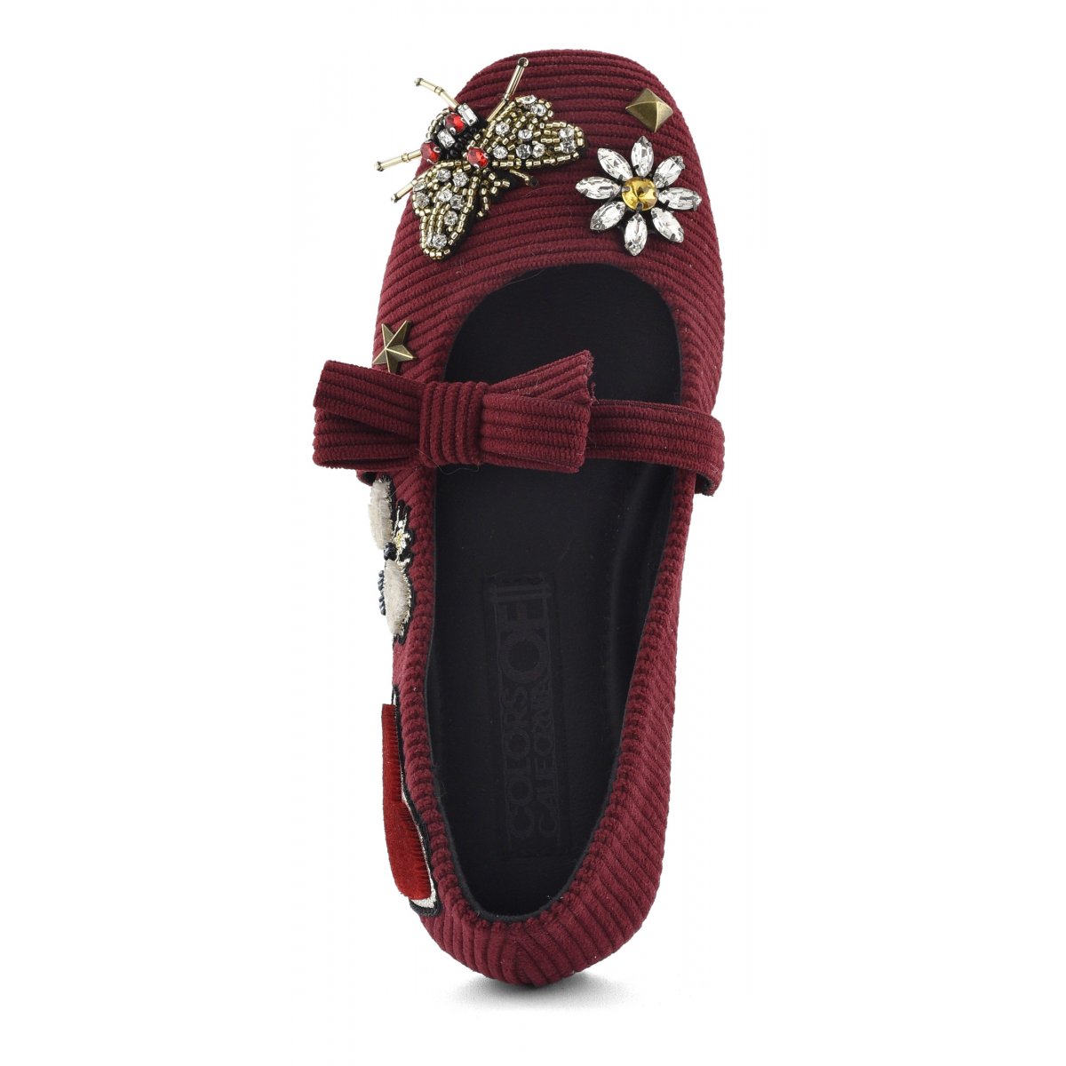Velvet & patches ballet shoe