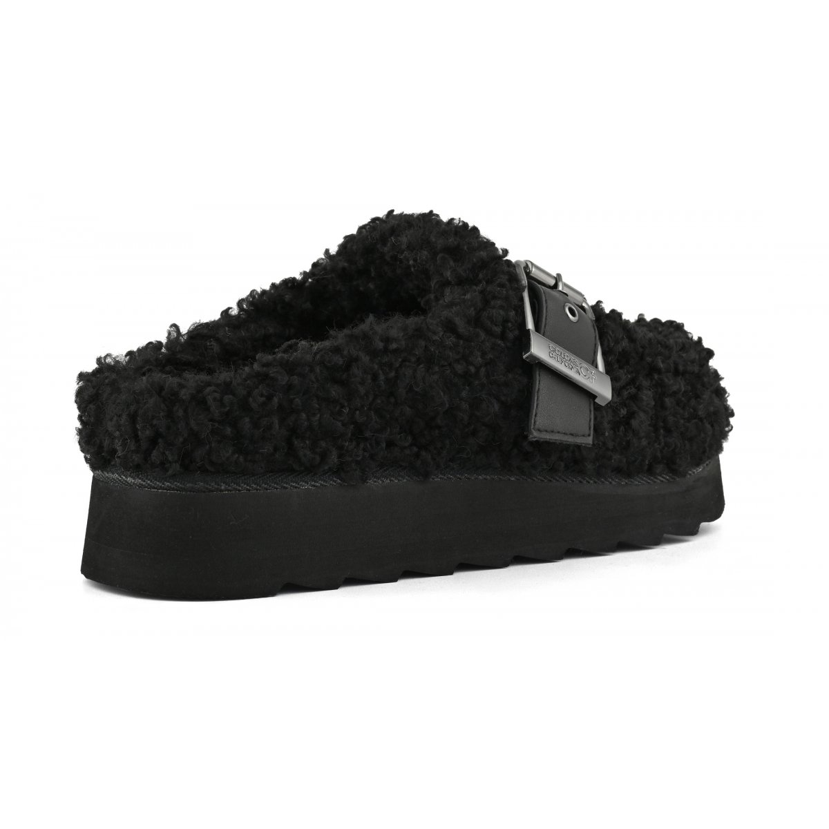 Plateforme sabot en fourrure teddy