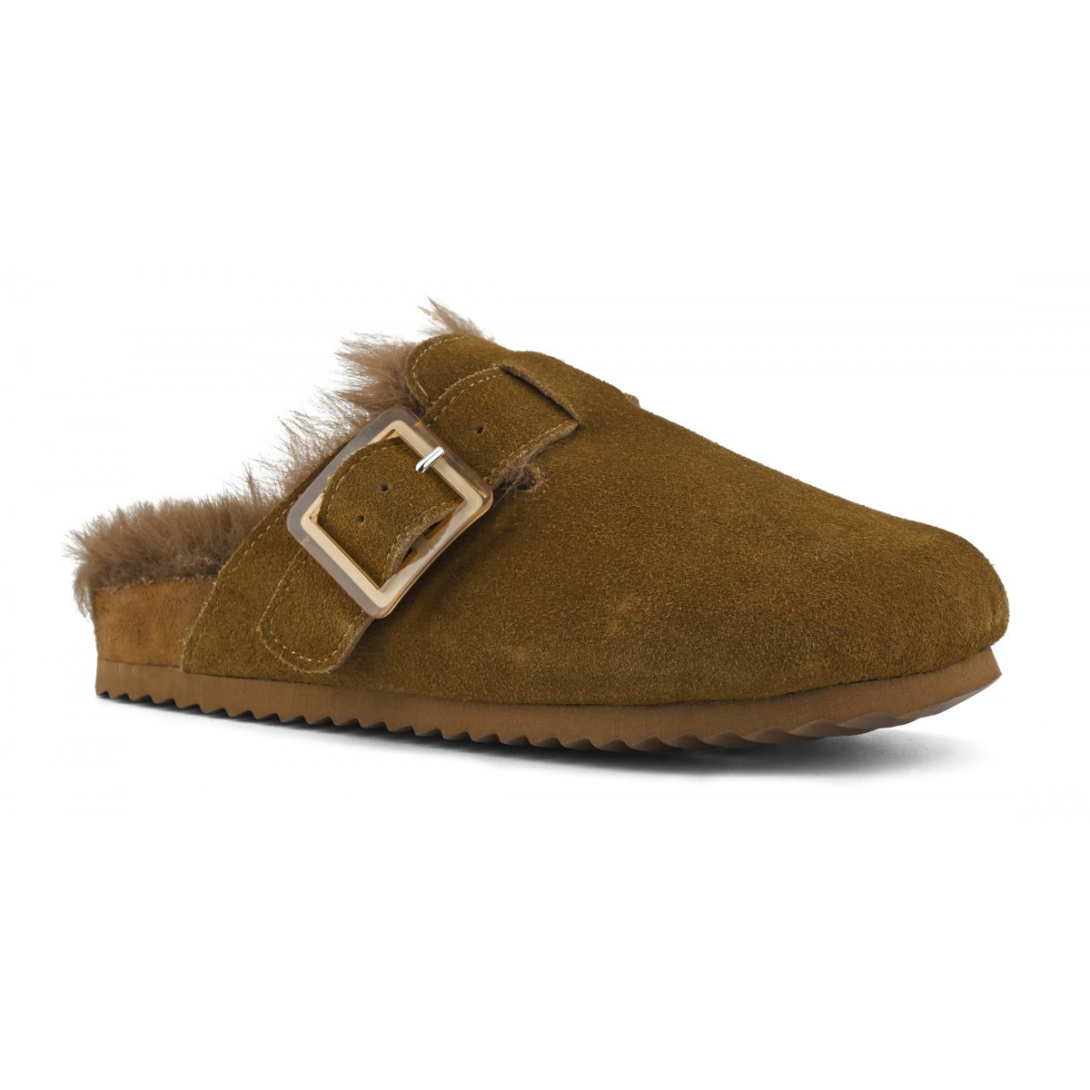 Sabots en cuir avec doublure en fourrure