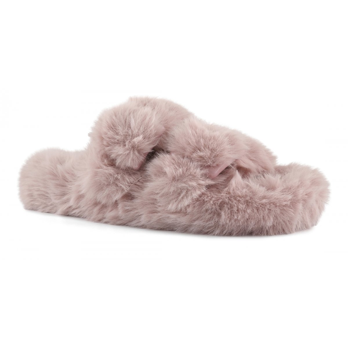 Chaussons ouverts façon mule en fourrure