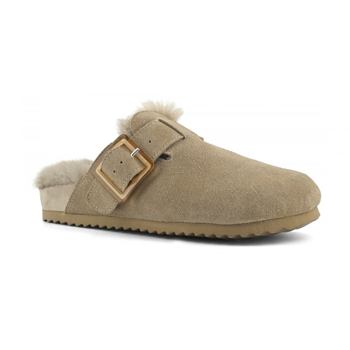 Sabots en cuir avec doublure en fourrure