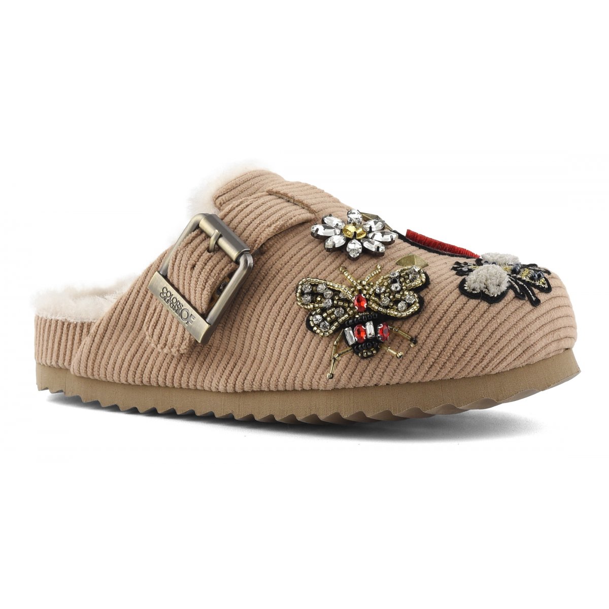 Sabot in velluto a coste con patch
