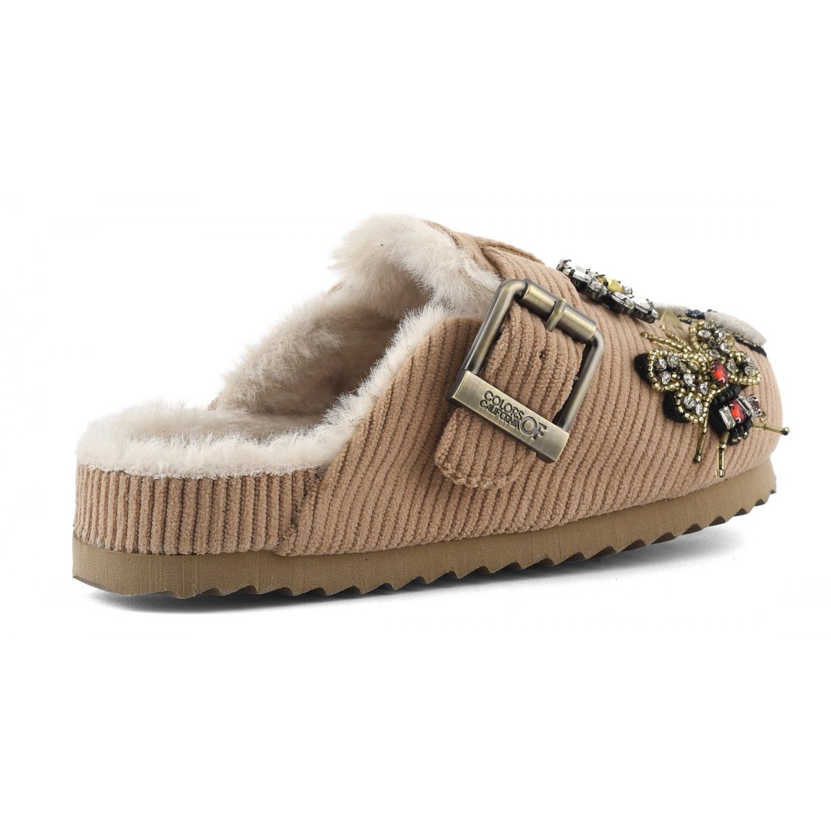 Sabot in velluto a coste con patch